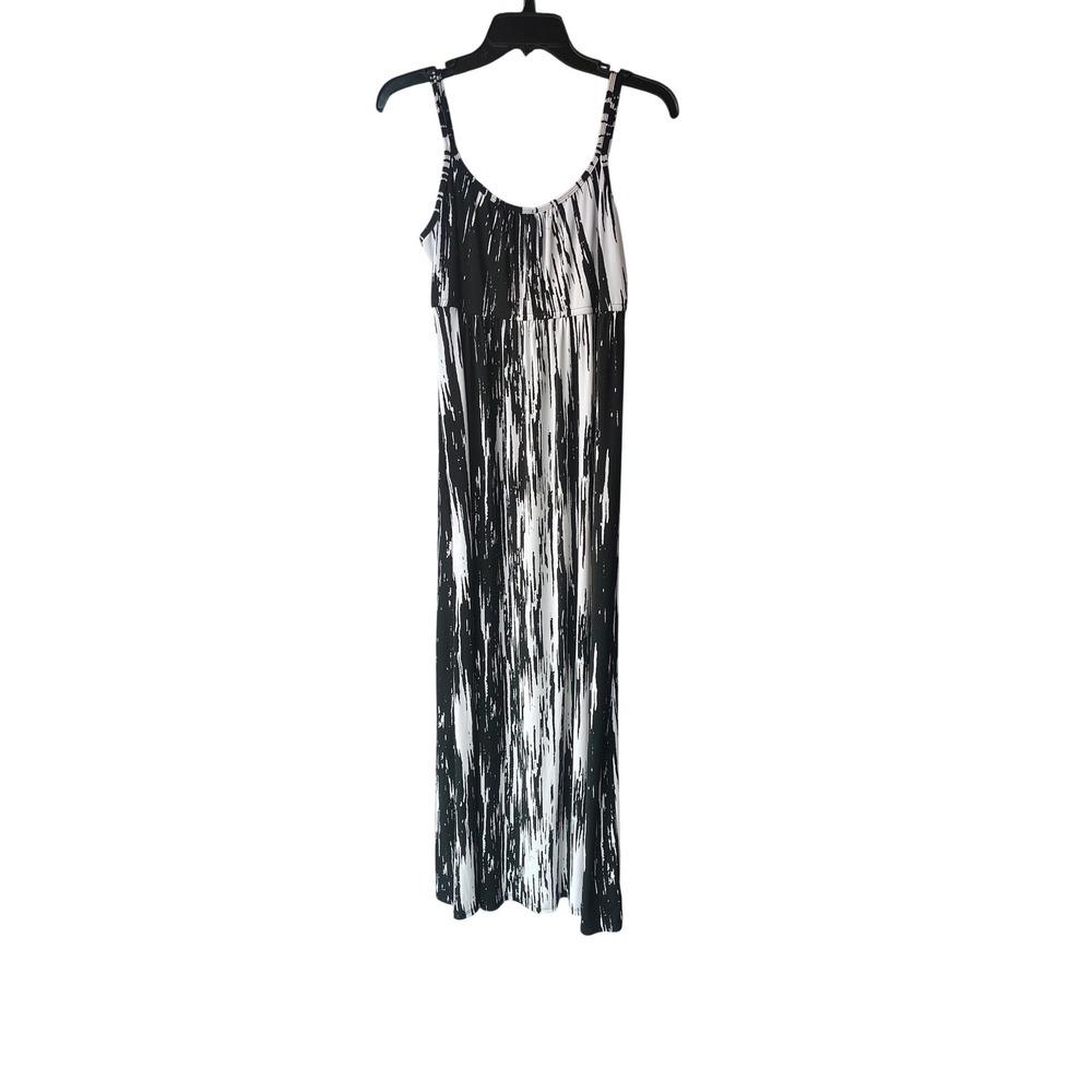Apostrophe Womens Black White Abstract Brushstroke Empire Waist Maxi Dress Small